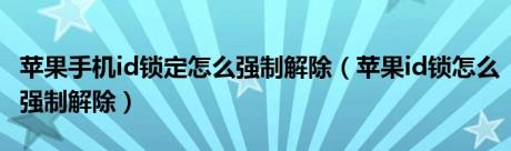 苹果手机id锁定怎么强制解除（苹果id锁怎么强制解除）