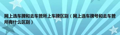 网上选车牌和去车管所上车牌区别（网上选车牌号和去车管所有什么区别）