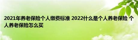 2021年养老保险个人缴费标准 2022什么是个人养老保险 个人养老保险怎么买 