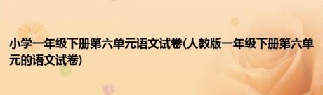 小学一年级下册第六单元语文试卷(人教版一年级下册第六单元的语文试卷)