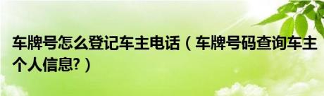 车牌号怎么登记车主电话（车牌号码查询车主个人信息?）