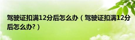 驾驶证扣满12分后怎么办（驾驶证扣满12分后怎么办?）