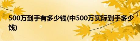 500万到手有多少钱(中500万实际到手多少钱)