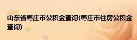 山东省枣庄市公积金查询(枣庄市住房公积金查询)