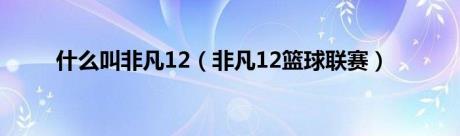 什么叫非凡12（非凡12篮球联赛）