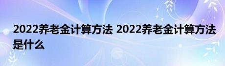 2022养老金计算方法 2022养老金计算方法是什么 