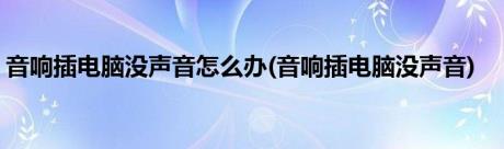 音响插电脑没声音怎么办(音响插电脑没声音)