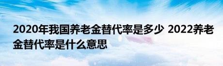 2020年我国养老金替代率是多少 2022养老金替代率是什么意思 