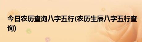 今日农历查询八字五行(农历生辰八字五行查询)