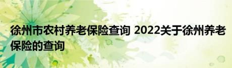 徐州市农村养老保险查询 2022关于徐州养老保险的查询 