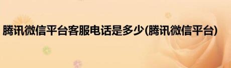 腾讯微信平台客服电话是多少(腾讯微信平台)