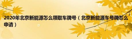 2020年北京新能源怎么领取车牌号（北京新能源车号牌怎么申请）