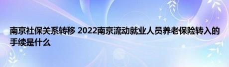 南京社保关系转移 2022南京流动就业人员养老保险转入的手续是什么 