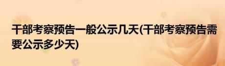 干部考察预告一般公示几天(干部考察预告需要公示多少天)