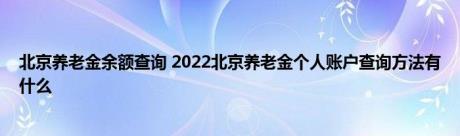 北京养老金余额查询 2022北京养老金个人账户查询方法有什么 