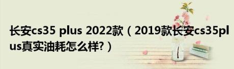 长安cs35 plus 2022款（2019款长安cs35plus真实油耗怎么样?）