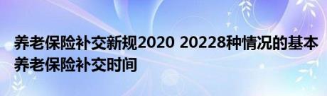 养老保险补交新规2020 20228种情况的基本养老保险补交时间 