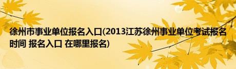 徐州市事业单位报名入口(2013江苏徐州事业单位考试报名时间 报名入口 在哪里报名)