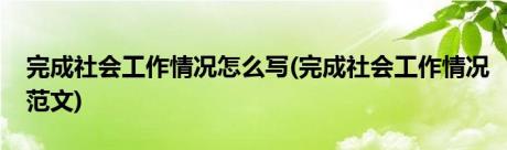 完成社会工作情况怎么写(完成社会工作情况范文)