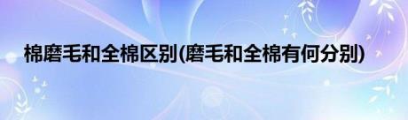 棉磨毛和全棉区别(磨毛和全棉有何分别)