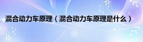 混合动力车原理（混合动力车原理是什么）