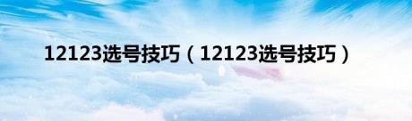 12123选号技巧（12123选号技巧）