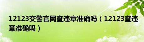 12123交警官网查违章准确吗（12123查违章准确吗）