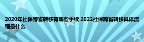 2020年社保跨省转移有哪些手续 2022社保跨省转移具体流程是什么 