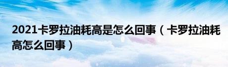 2021卡罗拉油耗高是怎么回事（卡罗拉油耗高怎么回事）