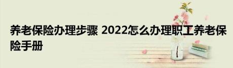 养老保险办理步骤 2022怎么办理职工养老保险手册 