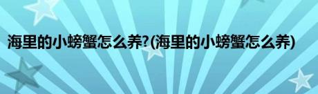 海里的小螃蟹怎么养?(海里的小螃蟹怎么养)