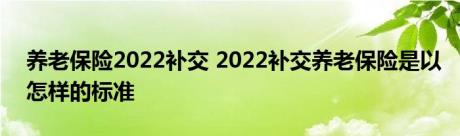 养老保险2022补交 2022补交养老保险是以怎样的标准 