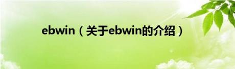 ebwin（关于ebwin的介绍）