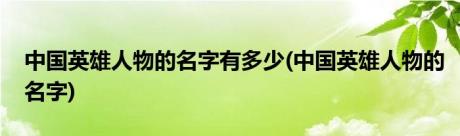 中国英雄人物的名字有多少(中国英雄人物的名字)