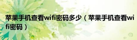 苹果手机查看wifi密码多少（苹果手机查看wifi密码）