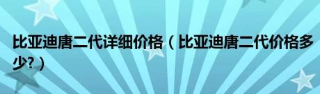 比亚迪唐二代详细价格（比亚迪唐二代价格多少?）