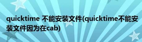 quicktime 不能安装文件(quicktime不能安装文件因为在cab)