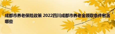 成都市养老保险政策 2022四川成都市养老金领取条件包含哪些 