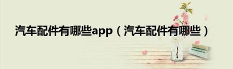 汽车配件有哪些app（汽车配件有哪些）