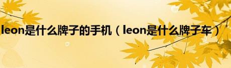 leon是什么牌子的手机（leon是什么牌子车）
