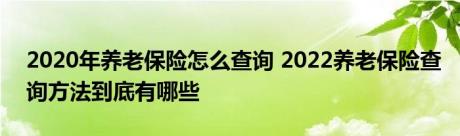 2020年养老保险怎么查询 2022养老保险查询方法到底有哪些 