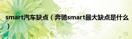 smart汽车缺点（奔驰smart最大缺点是什么）