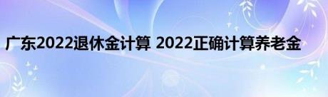 广东2022退休金计算 2022正确计算养老金 