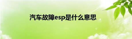 汽车故障esp是什么意思