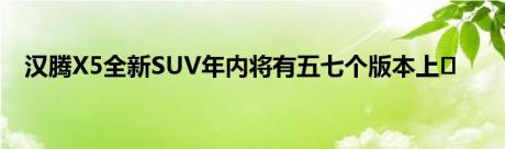 汉腾X5全新SUV年内将有五七个版本上�