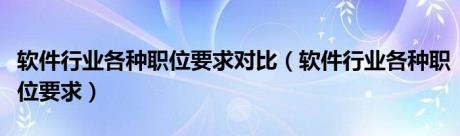 软件行业各种职位要求对比（软件行业各种职位要求）