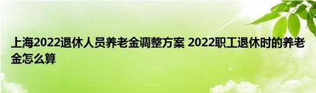 上海2022退休人员养老金调整方案 2022职工退休时的养老金怎么算 