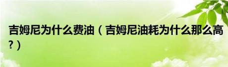 吉姆尼为什么费油（吉姆尼油耗为什么那么高?）