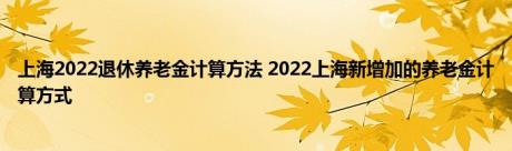 上海2022退休养老金计算方法 2022上海新增加的养老金计算方式 