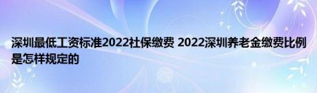 深圳最低工资标准2022社保缴费 2022深圳养老金缴费比例是怎样规定的 